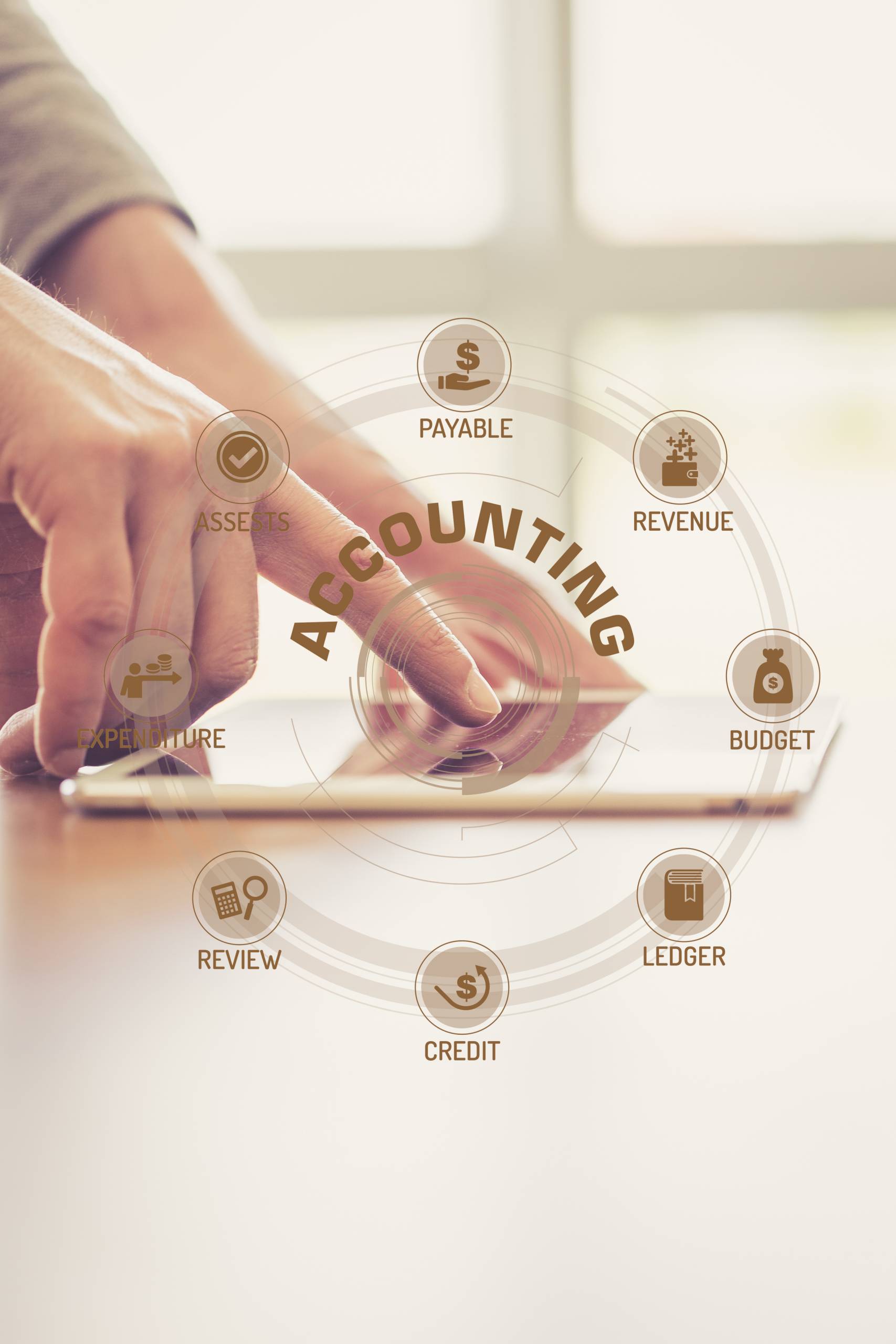 Futuristic Technology Concept: ACCOUNTING chart with icons and keywords Futuristic Technology Concept: ACCOUNTING chart with icons and keywords